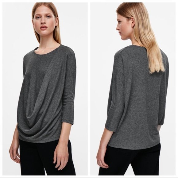 COS Asymmetric Drape Top Dark Gray XS - Picture 2 of 6